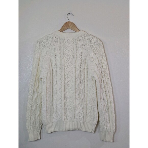 Vintage Kings Road Sweater Mens Medium Ivory Chunky Crew Neck Grandpa 90s 80s - Picture 6 of 10